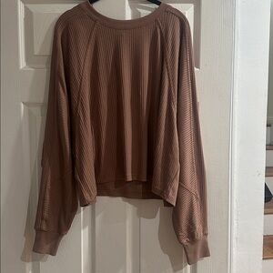 Lorna Jane Walnut Ribbed Sweatshirt
